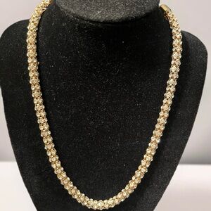 VINTAGE SIGNED ANNE KLEIN ROLLED RHINESTONE NECKLACE